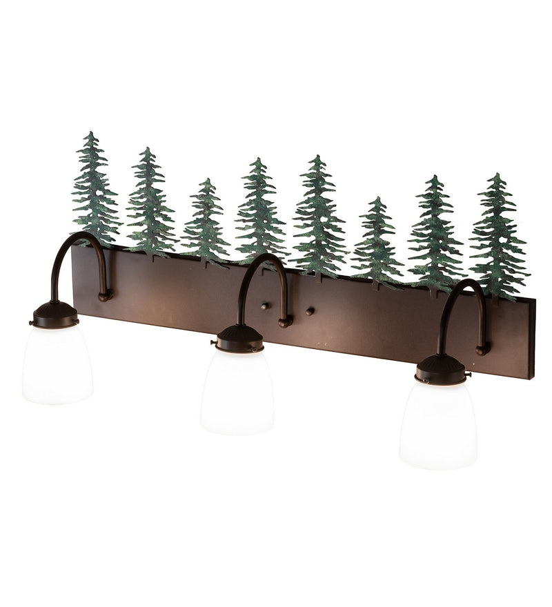 Meyda Tiffany 99783 Three Light Vanity, Cafe Noir/Green Trees