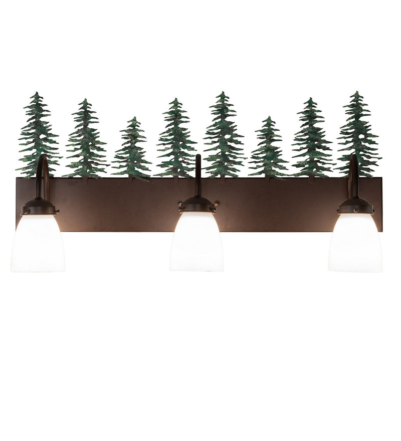 Meyda Tiffany 99783 Three Light Vanity, Cafe Noir/Green Trees