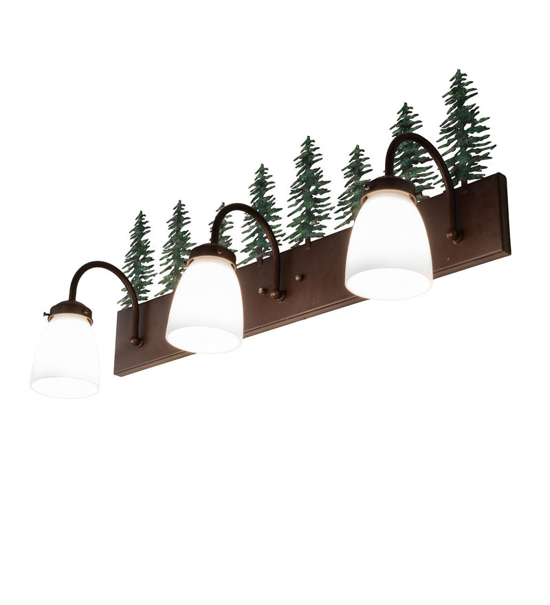Meyda Tiffany 99783 Three Light Vanity, Cafe Noir/Green Trees