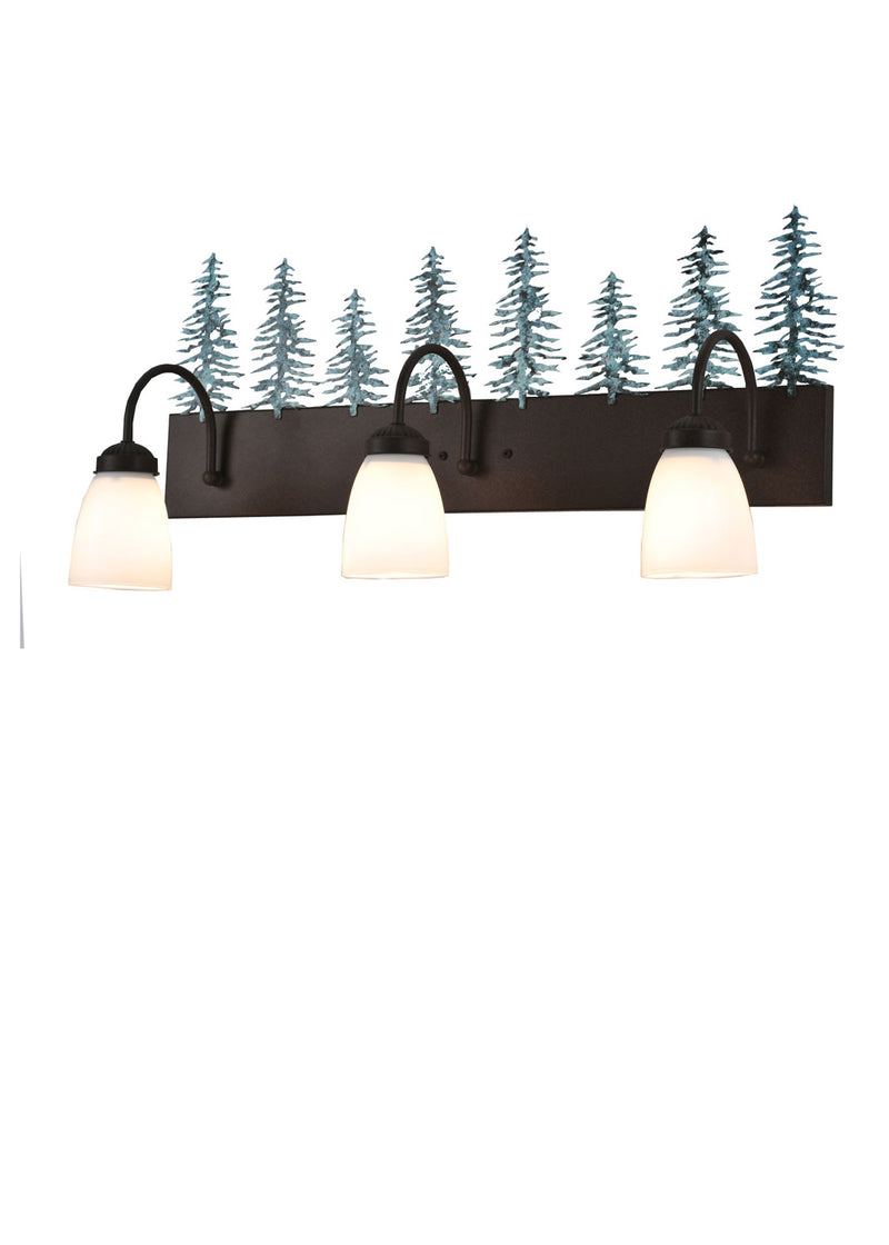Meyda Tiffany 99783 Three Light Vanity, Cafe Noir/Green Trees