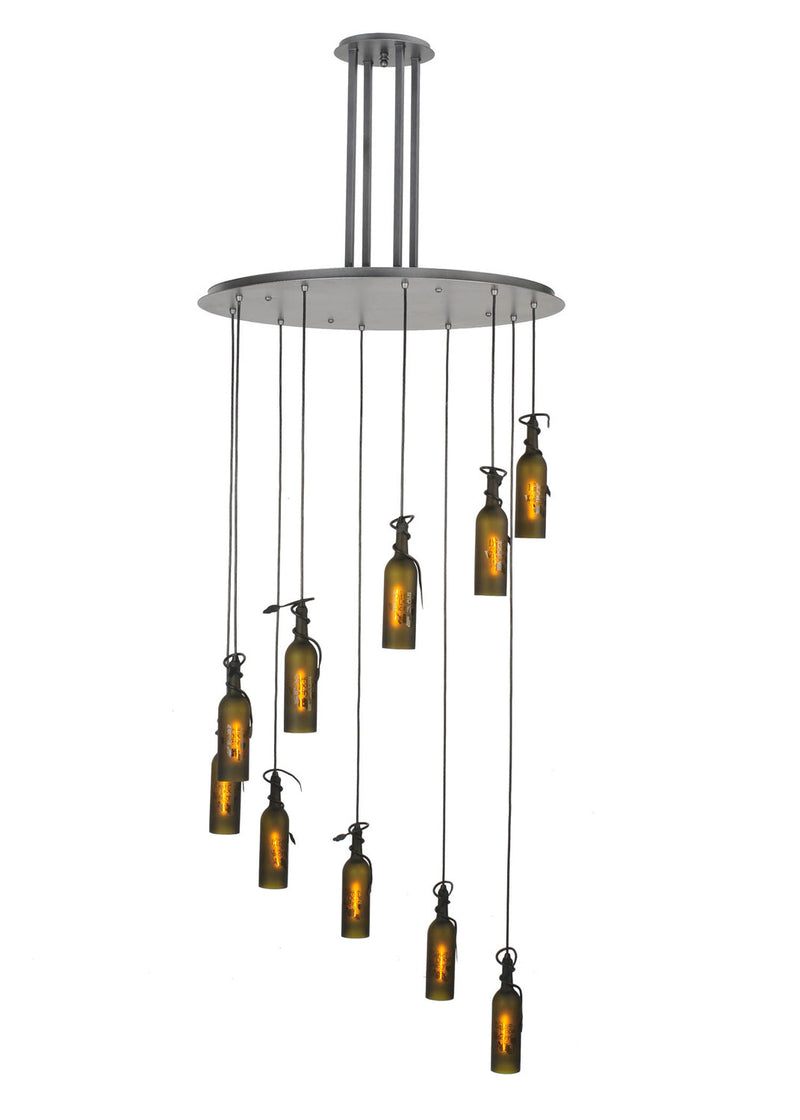 Meyda Tiffany 99822 Ten Light Pendant, Black Metal,Pewter