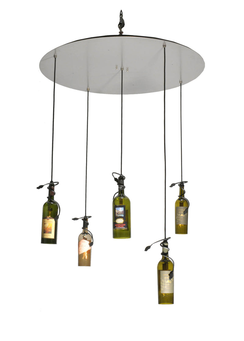 Meyda Tiffany 99832 Five Light Pendant, Nickel,Green