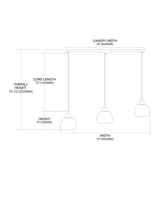 ELK Home 101-3L-MT Three Light Pendant, Satin Nickel