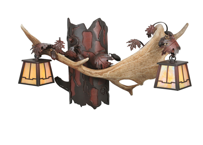Meyda Tiffany 106612 Two Light Wall Sconce, Rust Over Wrought Iron