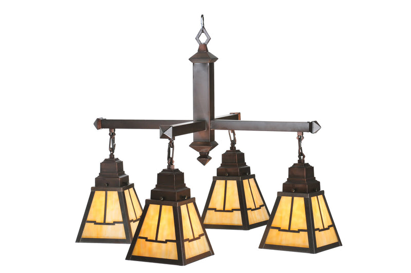 Meyda Tiffany 107066 Four Light Chandelier, Craftsman Brown