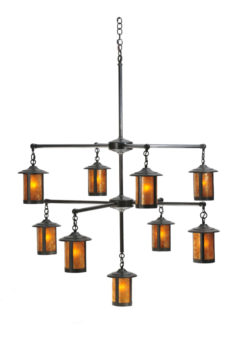 Meyda Tiffany 107194 Nine Light Chandelier, Craftsman Brown