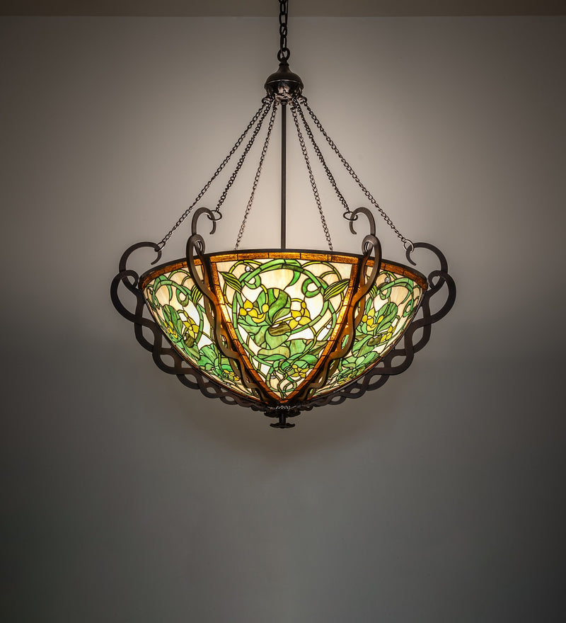Meyda Tiffany 27227 Five Light Inverted Pendant, Cinnamon Coffee Metallic