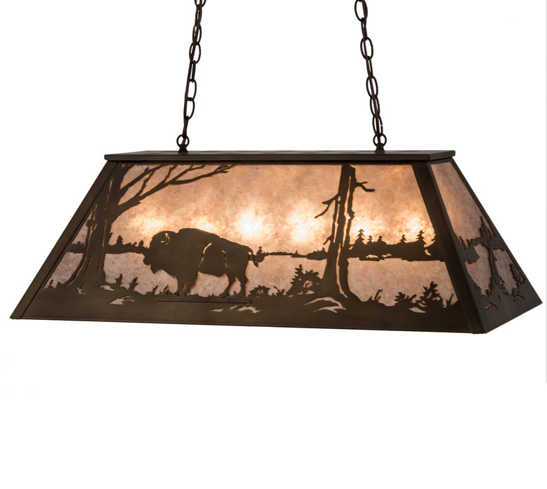Meyda Tiffany 32636 Six Light Oblong Pendant, Antique Copper