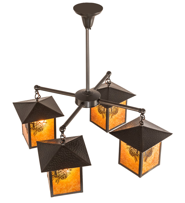 Meyda Tiffany 61071 Four Light Chandelier, Craftsman Brown