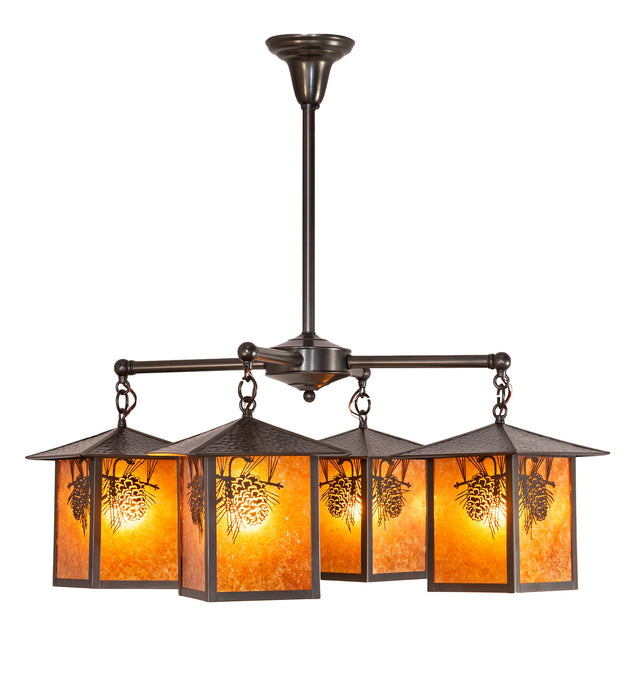 Meyda Tiffany 61071 Four Light Chandelier, Craftsman Brown