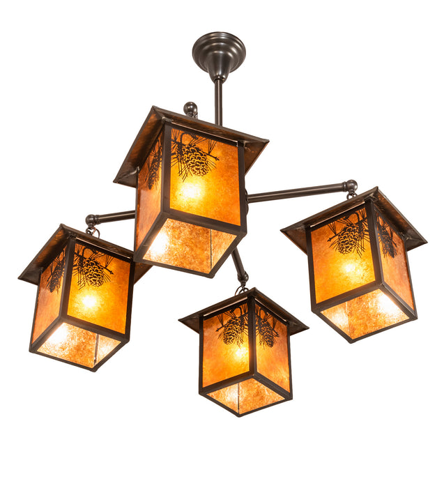 Meyda Tiffany 61071 Four Light Chandelier, Craftsman Brown