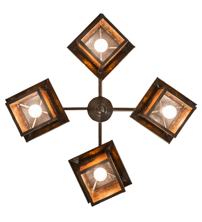 Meyda Tiffany 61071 Four Light Chandelier, Craftsman Brown