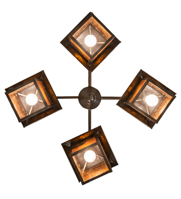 Meyda Tiffany 61071 Four Light Chandelier, Craftsman Brown