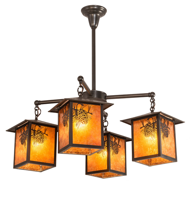 Meyda Tiffany 61071 Four Light Chandelier, Craftsman Brown