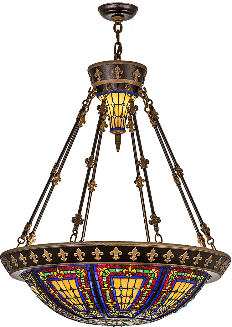 Meyda Tiffany 98983 Six Light Inverted Pendant, Copper Vein & Nu Gold