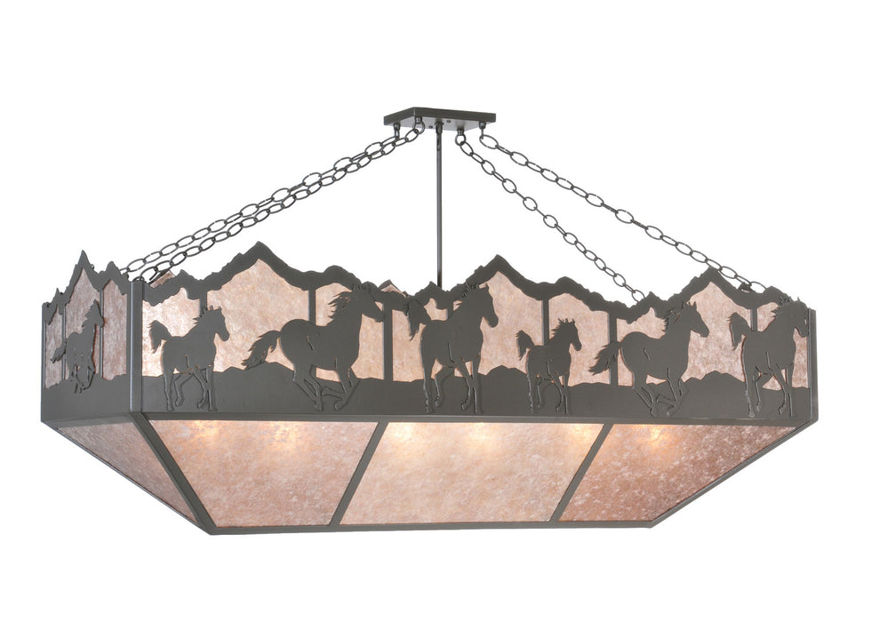 Meyda Tiffany 99638 Six Light Oblong Inverted Pendant, Timeless Bronze