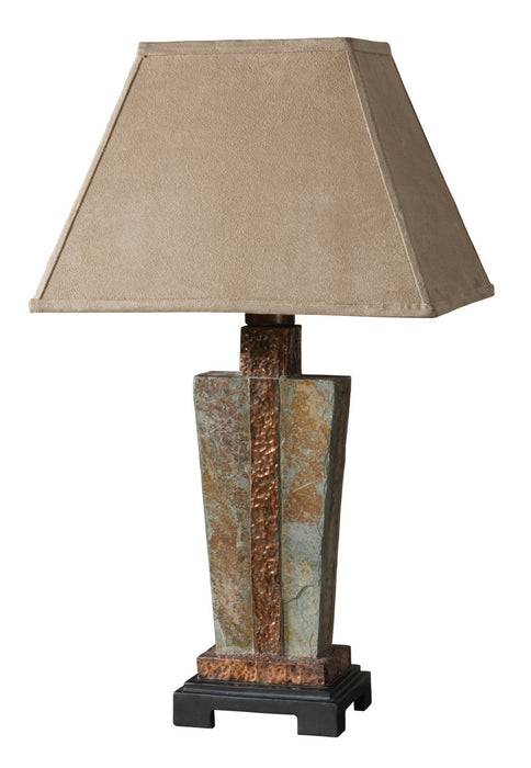 Uttermost 26322-1 One Light Table Lamp, Slate w/Hammered Copper
