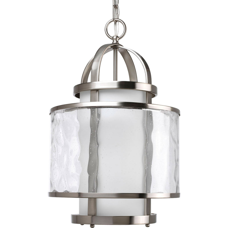 Progress Lighting P3701-09 One Light Foyer Pendant, Brushed Nickel