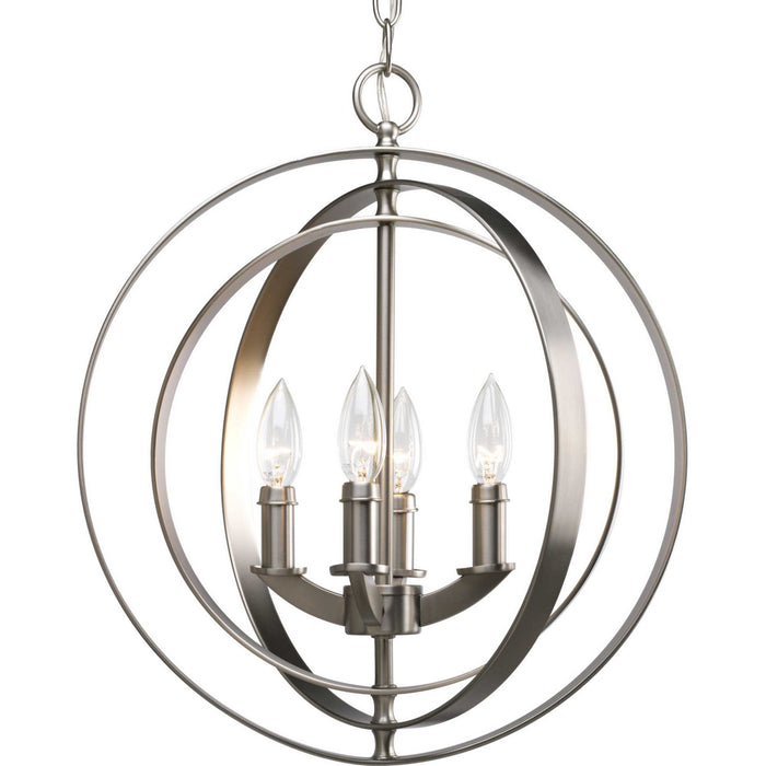 Progress Lighting P3827-126 Four Light Foyer Pendant, Burnished Silver