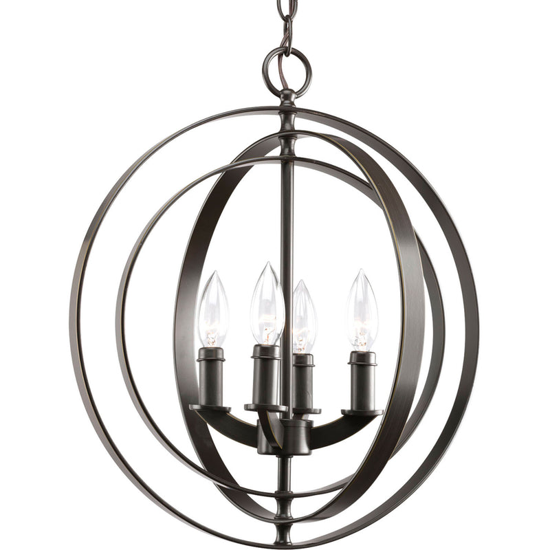 Progress Lighting P3827-20 Four Light Foyer Pendant, Antique Bronze