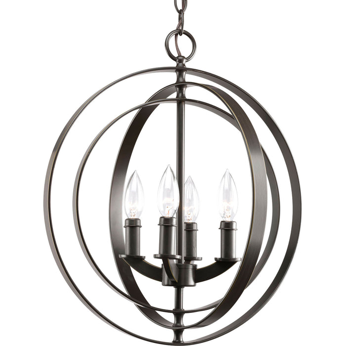 Progress Lighting P3827-20 Four Light Foyer Pendant, Antique Bronze