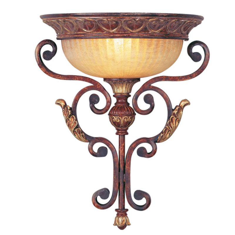 Livex Lighting 8580-63 One Light Wall Sconce, Hand Applied Verona Bronze w/ Aged Gold Leafs