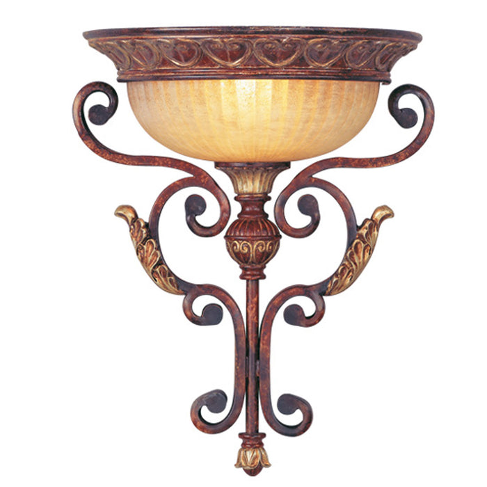Livex Lighting 8580-63 One Light Wall Sconce, Hand Applied Verona Bronze w/ Aged Gold Leafs