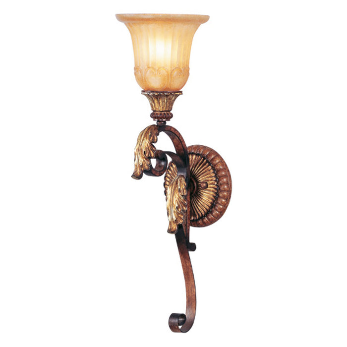 Livex Lighting 8581-63 One Light Wall Sconce, Hand Applied Verona Bronze w/ Aged Gold Leafs