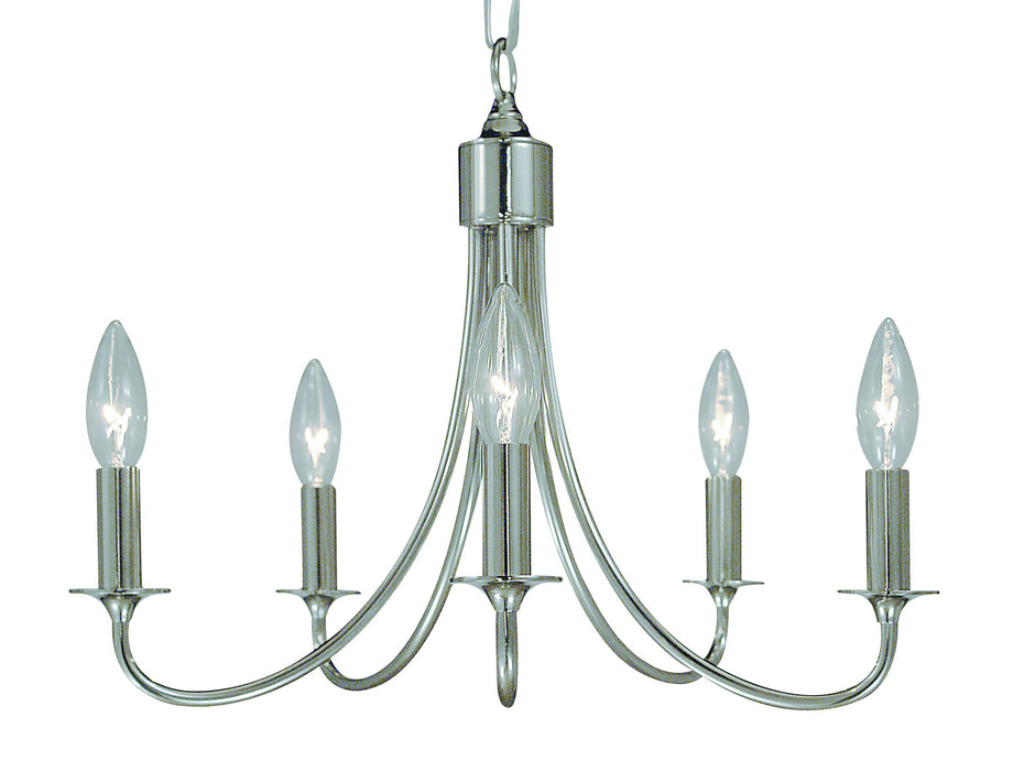 Framburg 1004 PS Five Light Chandelier, Polished Silver