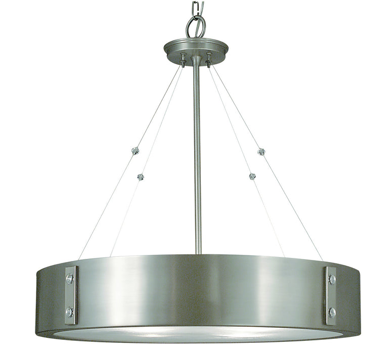 Framburg 5395 SP/PN Four Light Chandelier, Satin Pewter w/Polished Nickel