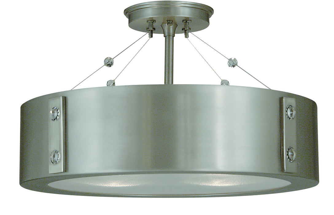 Framburg 5390 SP/PN Four Light Flush / Semi-Flush Mount, Satin Pewter w/Polished Nickel