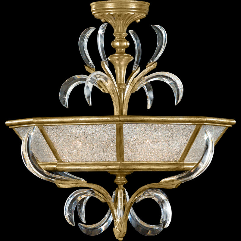 Fine Art 767740ST Three Light Semi-Flush Mount, Gold