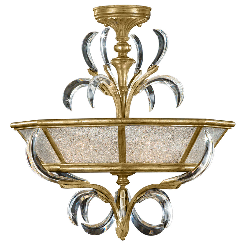 Fine Art 767740ST Three Light Semi-Flush Mount, Gold