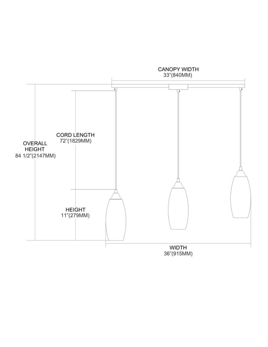 ELK Home 10076/3L-SBI Three Light Pendant, Satin Nickel