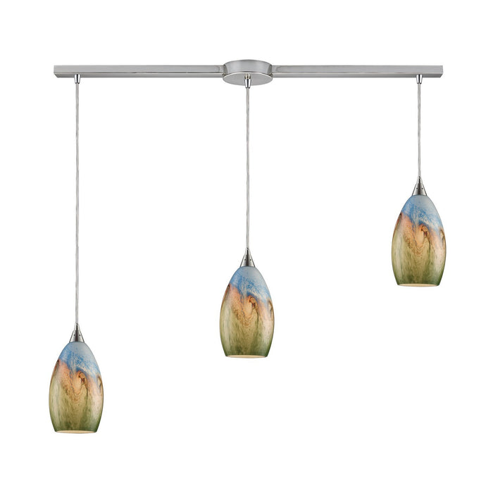 ELK Home 10077/3L Three Light Pendant, Satin Nickel