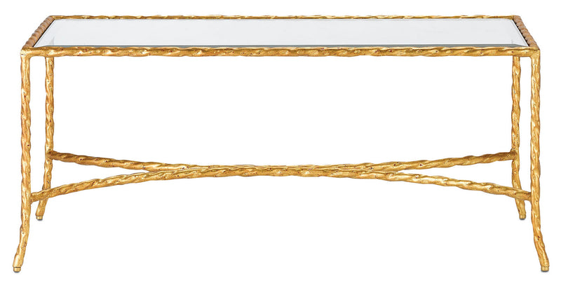 Currey and Company 4057 Cocktail Table, Gilt Bronze