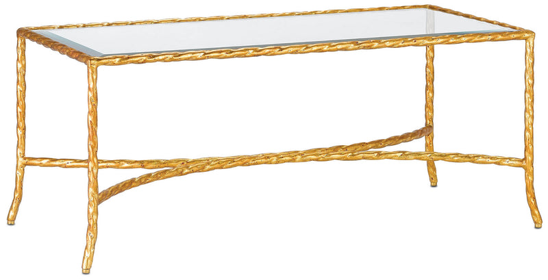 Currey and Company 4057 Cocktail Table, Gilt Bronze