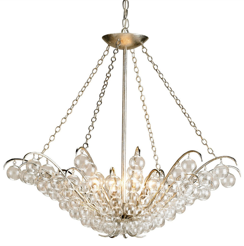 Currey and Company 9000 Four Light Chandelier, Contemporary Silver Leaf