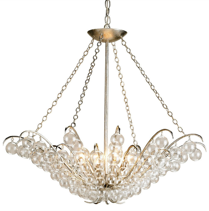 Currey and Company 9000 Four Light Chandelier, Contemporary Silver Leaf