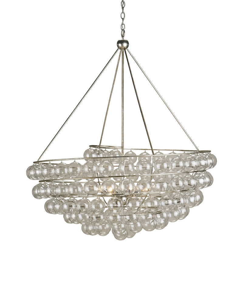 Currey and Company 9002 Four Light Chandelier, Contemporary Silver Leaf