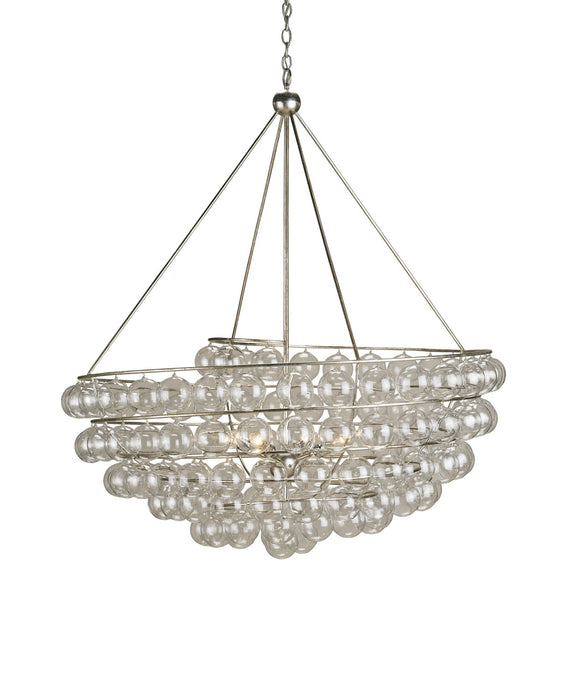 Currey and Company 9002 Four Light Chandelier, Contemporary Silver Leaf