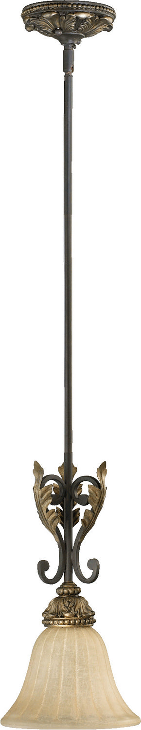 Quorum 3157-44 One Light Pendant, Toasted Sienna With Mystic Silver