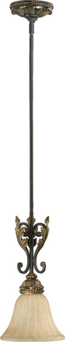 Quorum 3157-44 One Light Pendant, Toasted Sienna With Mystic Silver