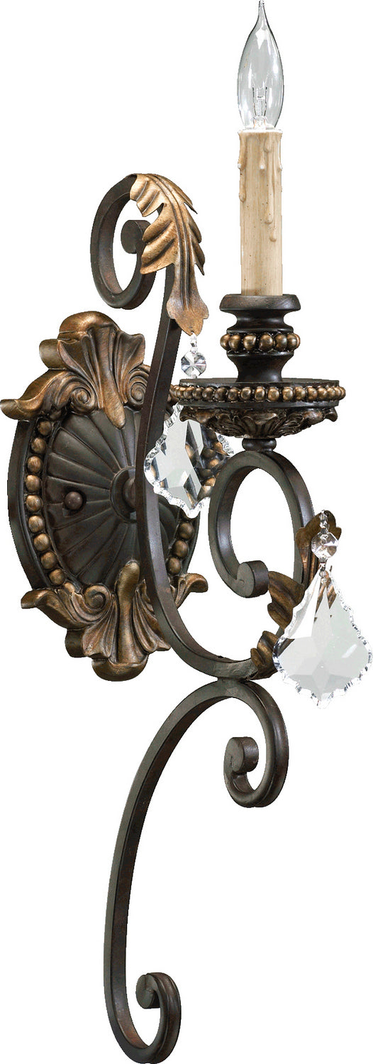 Quorum 5357-1-44 One Light Wall Mount, Toasted Sienna With Mystic Silver
