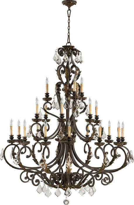 Quorum 6157-21-44 21 Light Chandelier, Toasted Sienna With Mystic Silver