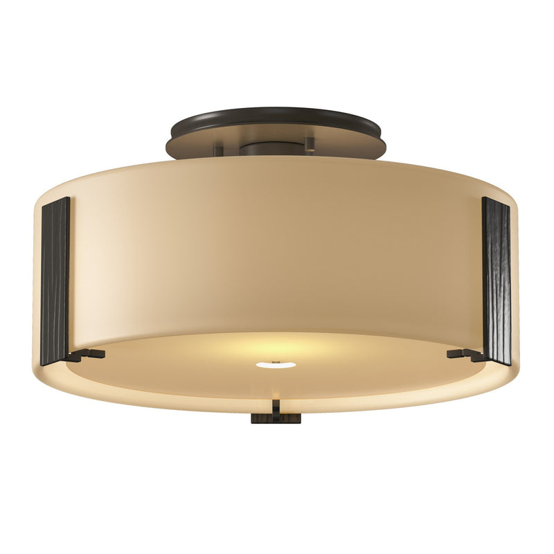 Hubbardton Forge 126753-SKT-07-GG0218 One Light Semi-Flush Mount, Dark Smoke