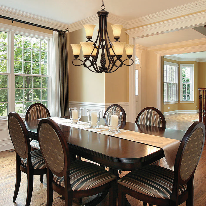 Golden 8106-9 CDB Nine Light Chandelier, Cordoban Bronze