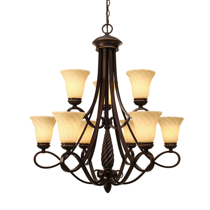 Golden 8106-9 CDB Nine Light Chandelier, Cordoban Bronze