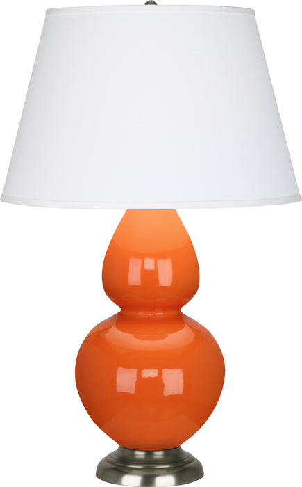 Robert Abbey 1675X One Light Table Lamp, Pumpkin Glazed Ceramic w/Antique Silvered
