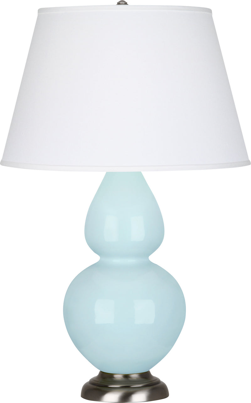 Robert Abbey 1676X One Light Table Lamp, Baby Blue Glazed Ceramic w/Antique Silvered